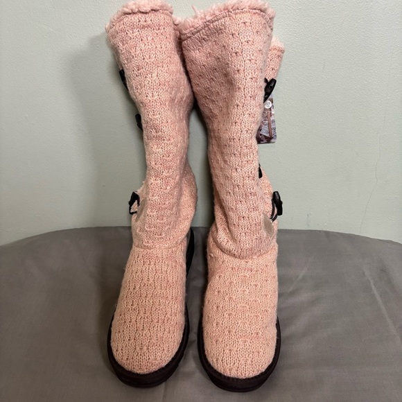 Muk Luks Felicity Boots-Blush Pink Knit-Women Size 10 - Picture 4 of 11